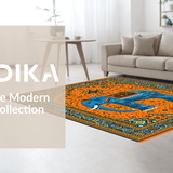 Ultra Soft Area Rug, Non Slip, Stain Resistant, Washable Area Rugs for Living Room, Bedroom, Bold Semi-Circular Statement Piece(Orange)
