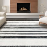 Ultra Soft Area Rug, Non Slip, Stain Resistant, Washable Area Rugs for Living Room, Bedroom, Striking Layered Stripe Area Rug for Entryways(Black)