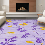 Ultra Soft Area Rug, Non Slip, Stain Resistant, Washable Area Rugs for Living Room, Bedroom, Rustic Floral Patterned Welcome Mat(Purple)