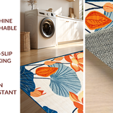 Ultra Soft Area Rug, Non Slip, Stain Resistant, Washable Area Rugs for Living Room, Bedroom, Elegant Colorful Leaf Pattern(Orange)