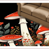 Ultra Soft Area Rug, Non Slip, Stain Resistant, Washable Area Rugs for Living Room, Bedroom, Colorful Retro Mushroom Motif(Red)