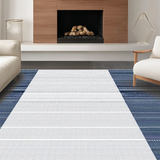 Ultra Soft Area Rug, Non Slip, Stain Resistant, Washable Area Rugs for Living Room, Bedroom, Elegant Navy and White Pattern(Blue)