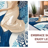 Ultra Soft Area Rug, Non Slip, Stain Resistant, Washable Area Rugs for Living Room, Bedroom, Stylish Coastal Abstract Composition(Blue)