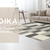 Ultra Soft Area Rug, Non Slip, Stain Resistant, Washable Area Rugs for Living Room, Bedroom, Contemporary Flatweave Lattice Style(Gray)