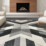 Ultra Soft Area Rug, Non Slip, Stain Resistant, Washable Area Rugs for Living Room, Bedroom, Entry Rug: Woven Graphic Lines Floor Art Doormat(Gray)