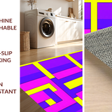 Ultra Soft Area Rug, Non Slip, Stain Resistant, Washable Area Rugs for Living Room, Bedroom, Dynamic 90s Inspired Color Block(Purple)