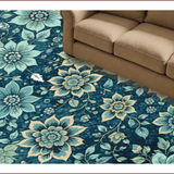 Ultra Soft Area Rug, Non Slip, Stain Resistant, Washable Area Rugs for Living Room, Bedroom, Washable Floral Area Rug for Dining Room Decor(Blue)