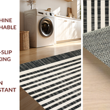 Ultra Soft Area Rug, Non Slip, Stain Resistant, Washable Area Rugs for Living Room, Bedroom, Stylish Black And White Stripe Rug: Absorbent Doorway Rug(Black)