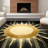 Ultra Soft Area Rug, Non Slip, Stain Resistant, Washable Area Rugs for Living Room, Bedroom, Elegant Yellow Abstract Art Motif(Gold)