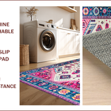 Ultra Soft Area Rug, Non Slip, Stain Resistant, Washable Area Rugs for Living Room, Bedroom, Rustic Colorful Geometric Arrangement(Pink)