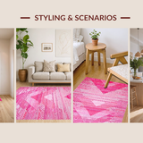 Ultra Soft Area Rug, Non Slip, Stain Resistant, Washable Area Rugs for Living Room, Bedroom, Playful Shaggy Love Design(Pink)