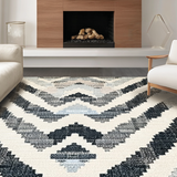 Contrast Weave Black and White Zigzag Patterned(Beige)