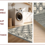 Ultra Soft Area Rug, Non Slip, Stain Resistant, Washable Area Rugs for Living Room, Bedroom, Rustic Charcoal Tiled Motif(Beige)