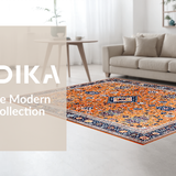 Ultra Soft Area Rug, Non Slip, Stain Resistant, Washable Area Rugs for Living Room, Bedroom, Lively Colorful Ethnic Motif Design(Orange)