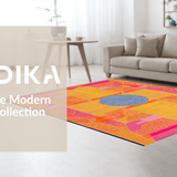 Ultra Soft Area Rug, Non Slip, Stain Resistant, Washable Area Rugs for Living Room, Bedroom, Eclectic Round Color Splash Design(Orange)