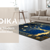 Ultra Soft Area Rug, Non Slip, Stain Resistant, Washable Area Rugs for Living Room, Bedroom, Transitional Mystic Symbolism Style(Blue)