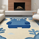 Ultra Soft Area Rug, Non Slip, Stain Resistant, Washable Area Rugs for Living Room, Bedroom, Playful Teddy Bear Illustration(Blue)