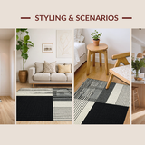 Ultra Soft Area Rug, Non Slip, Stain Resistant, Washable Area Rugs for Living Room, Bedroom, Black White Striped Runner, Modern Decor(Black)