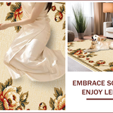 Ultra Soft Area Rug, Non Slip, Stain Resistant, Washable Area Rugs for Living Room, Bedroom, Vintage Floral Non-Slip Dining Room(Beige)