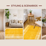 Ultra Soft Area Rug, Non Slip, Stain Resistant, Washable Area Rugs for Living Room, Bedroom, Sleek Contemporary Warm Palette(Gold)