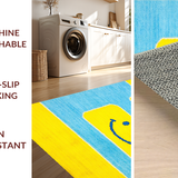 Ultra Soft Area Rug, Non Slip, Stain Resistant, Washable Area Rugs for Living Room, Bedroom, Charming Happy Face Interactive Design(Blue)