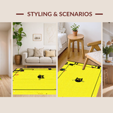 Ultra Soft Area Rug, Non Slip, Stain Resistant, Washable Area Rugs for Living Room, Bedroom, Contemporary Minimalist Cat Emblem Style(Yellow)