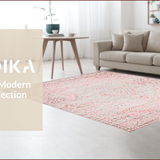 Ultra Soft Area Rug, Non Slip, Stain Resistant, Washable Area Rugs for Living Room, Bedroom, Soft Pink Grey Abstract Elegance(Pink)