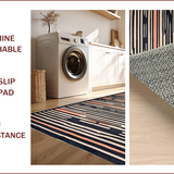Ultra Soft Area Rug, Non Slip, Stain Resistant, Washable Area Rugs for Living Room, Bedroom, Elegant Charcoal and Peach Stripes(Black)
