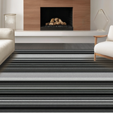 Ultra Soft Area Rug, Non Slip, Stain Resistant, Washable Area Rugs for Living Room, Bedroom, Elegant Contemporary Linear Design(Black)