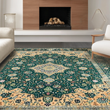 Ultra Soft Area Rug, Non Slip, Stain Resistant, Washable Area Rugs for Living Room, Bedroom, Sleek Minimalist Medallion Style(Blue)