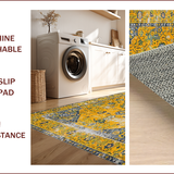 Ultra Soft Area Rug, Non Slip, Stain Resistant, Washable Area Rugs for Living Room, Bedroom, Elegant Vintage Medallion Aesthetic(Yellow)