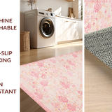 Ultra Soft Area Rug, Non Slip, Stain Resistant, Washable Area Rugs for Living Room, Bedroom, Chic Pink Floral Motif(Pink)