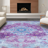 Ultra Soft Area Rug, Non Slip, Stain Resistant, Washable Area Rugs for Living Room, Bedroom, Cozy Pastel Trellis Design(Purple)