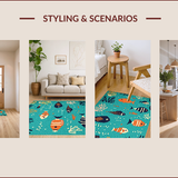 Ultra Soft Area Rug, Non Slip, Stain Resistant, Washable Area Rugs for Living Room, Bedroom, Vibrant Playful Marine Creatures Pattern(Blue)
