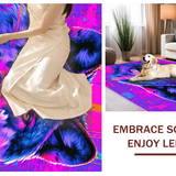 Ultra Soft Area Rug, Non Slip, Stain Resistant, Washable Area Rugs for Living Room, Bedroom, Vibrant Wildlife Art Deco Style(Purple)