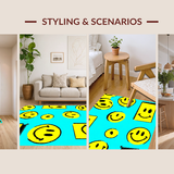 Bold Graphic Circular Happy Motif(Blue)