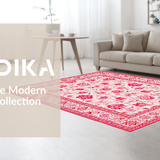 Ultra Soft Area Rug, Non Slip, Stain Resistant, Washable Area Rugs for Living Room, Bedroom, Cozy Vibrant Floral Tapestry Style(Pink)
