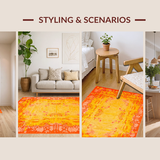 Ultra Soft Area Rug, Non Slip, Stain Resistant, Washable Area Rugs for Living Room, Bedroom, Lively Soft Plush Patterned Delight(Orange)