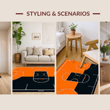 Ultra Soft Area Rug, Non Slip, Stain Resistant, Washable Area Rugs for Living Room, Bedroom, Contemporary Youthful Athletic Design(Orange)