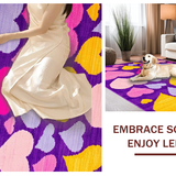 Ultra Soft Area Rug, Non Slip, Stain Resistant, Washable Area Rugs for Living Room, Bedroom, Joyful Heartfelt Decorative Accent(Purple)