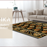 Ultra Soft Area Rug, Non Slip, Stain Resistant, Washable Area Rugs for Living Room, Bedroom, Paisley Floral Washable(Black)