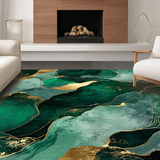 Ultra Soft Area Rug, Non Slip, Stain Resistant, Washable Area Rugs for Living Room, Bedroom, Contemporary Wavy Pattern Aesthetic(Green)