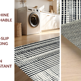Ultra Soft Area Rug, Non Slip, Stain Resistant, Washable Area Rugs for Living Room, Bedroom, Monochrome Dash Runner Carpet, Linear Art Rug, Modern Graphic Floor Decor(Black)