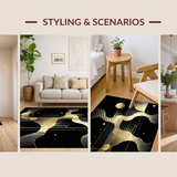 Dramatic Black and Gold Swirling Composition(Black)