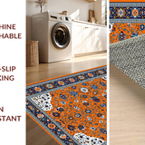 Ultra Soft Area Rug, Non Slip, Stain Resistant, Washable Area Rugs for Living Room, Bedroom, Lively Multi-Color Abstract Motif(Orange)
