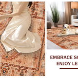 Ultra Soft Area Rug, Non Slip, Stain Resistant, Washable Area Rugs for Living Room, Bedroom, Elegant Tribal Geometric Arrangement(Orange)