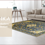 Ultra Soft Area Rug, Non Slip, Stain Resistant, Washable Area Rugs for Living Room, Bedroom, Neutral Toned Medallion Pattern(Blue)