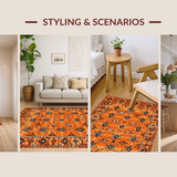 Ultra Soft Area Rug, Non Slip, Stain Resistant, Washable Area Rugs for Living Room, Bedroom, Striking Diamond Patterned Style(Orange)