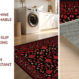Ultra Soft Area Rug, Non Slip, Stain Resistant, Washable Area Rugs for Living Room, Bedroom, Lush Traditional Black and Burgundy(Black)