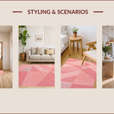 Ultra Soft Area Rug, Non Slip, Stain Resistant, Washable Area Rugs for Living Room, Bedroom, Soft Boho Floral Bedroom Rug(Pink)